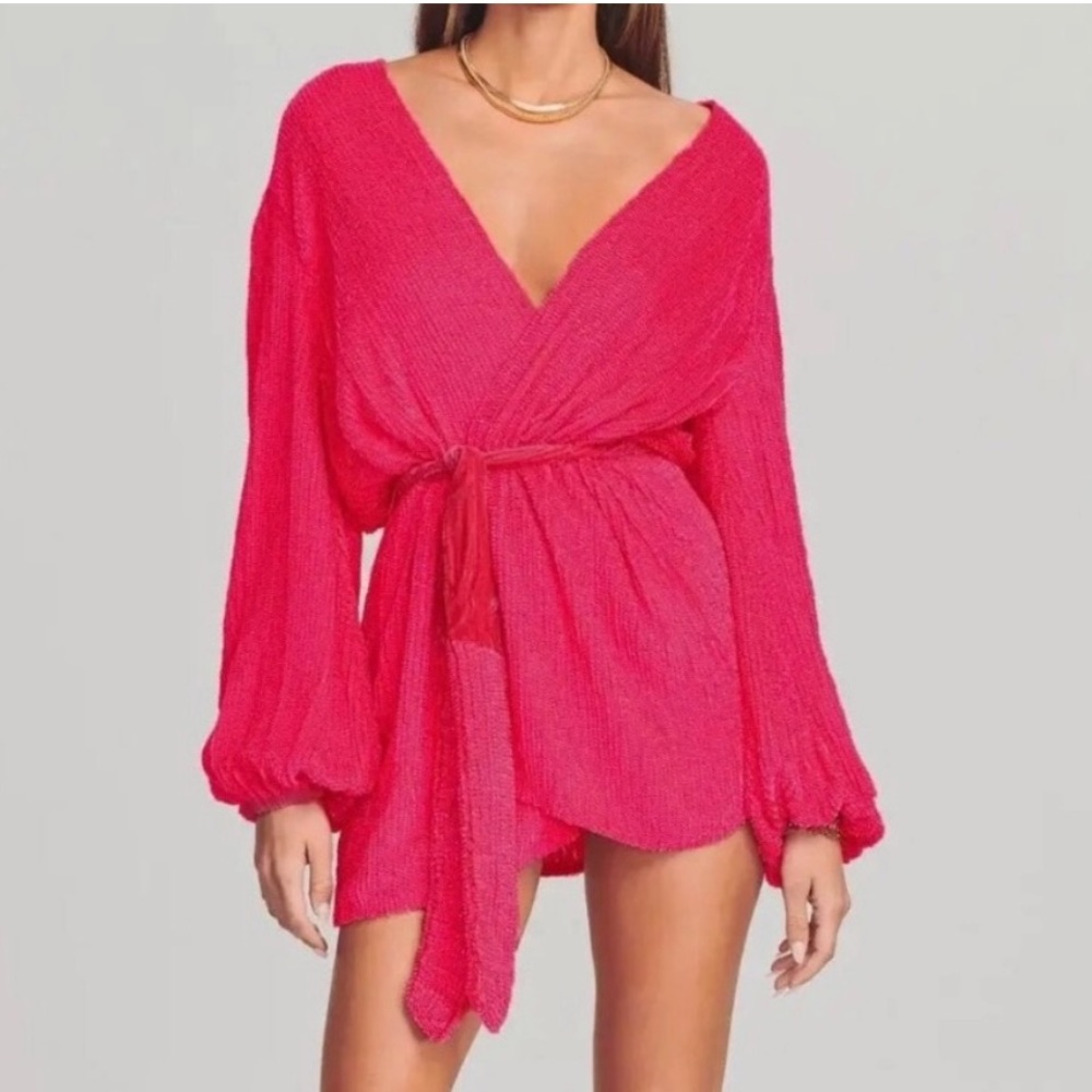 Retrofete Gabrielle Robe Mini Dress - Ultra Pink/Neon Pink